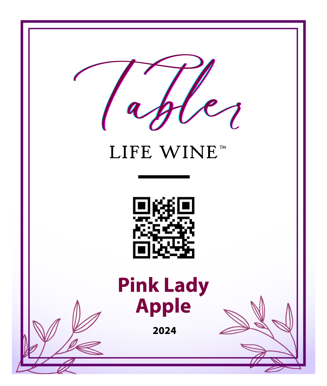 Life Wine label with 'Tabler' branding and a QR code on a white background